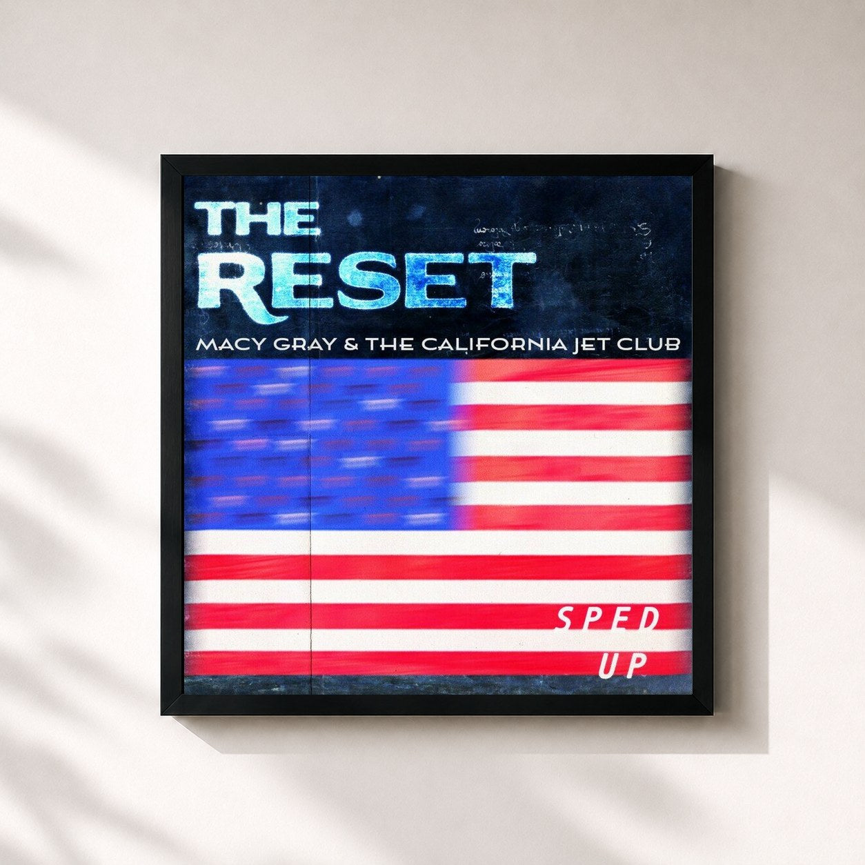 #noir Tableau carré de l'album The Reset (Sped Up) de Macy Gray, cadre noir 32x32 cm