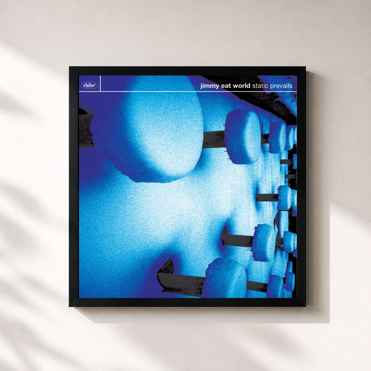 #noir Tableau carré de l'album Static Prevails (Bonus Track Version) de Jimmy Eat World, cadre noir 32x32 cm