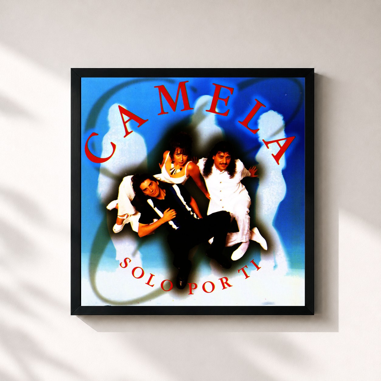 #noir Tableau carré de l'album Solo por Ti de Camela, cadre noir 32x32 cm