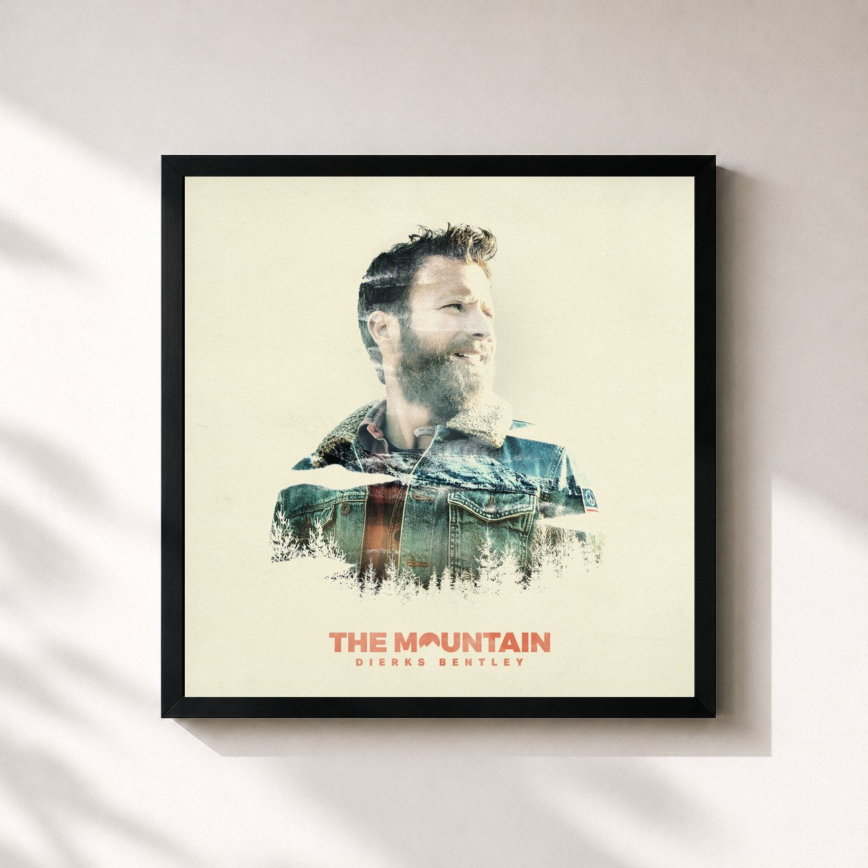 #noir Tableau carré de l'album The Mountain de Dierks Bentley, cadre noir 32x32 cm