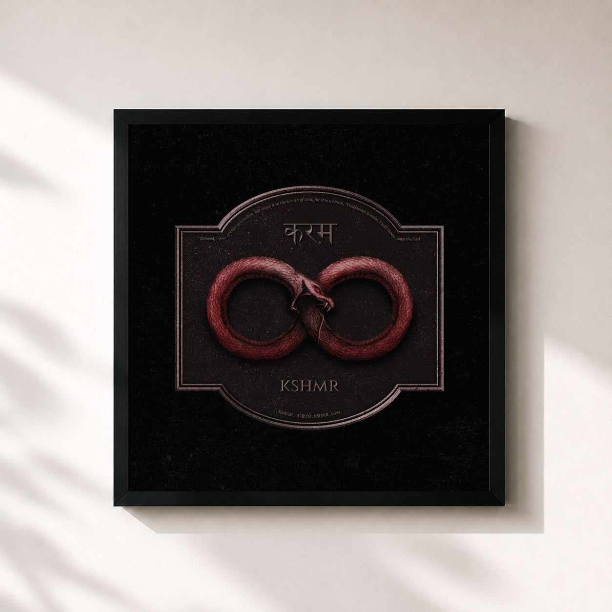 #noir Tableau carré de l'album KARAM de KSHMR, cadre noir 32x32 cm
