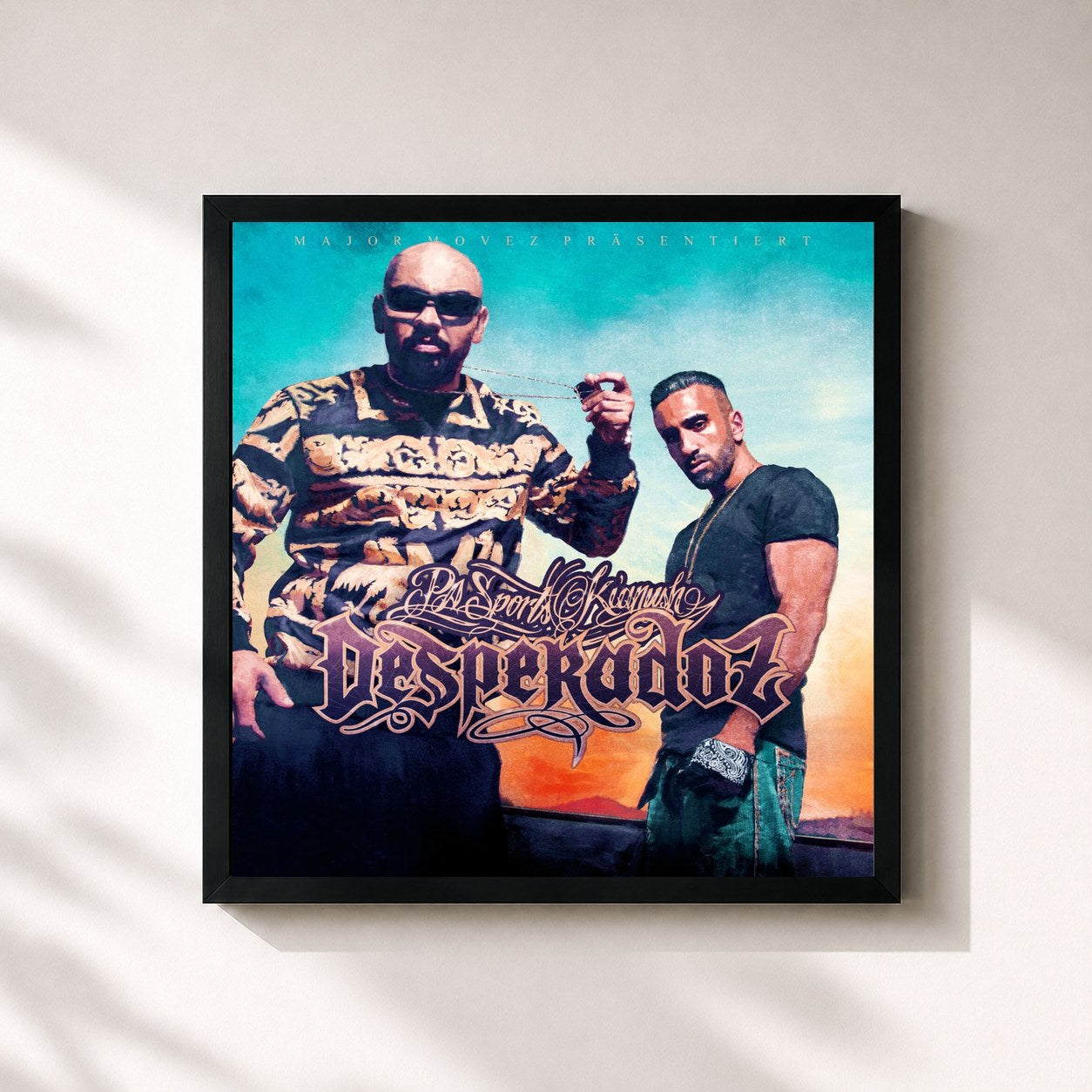 #noir Tableau carré de l'album Desperadoz (Deluxe Edition) de PA Sports, cadre noir 32x32 cm