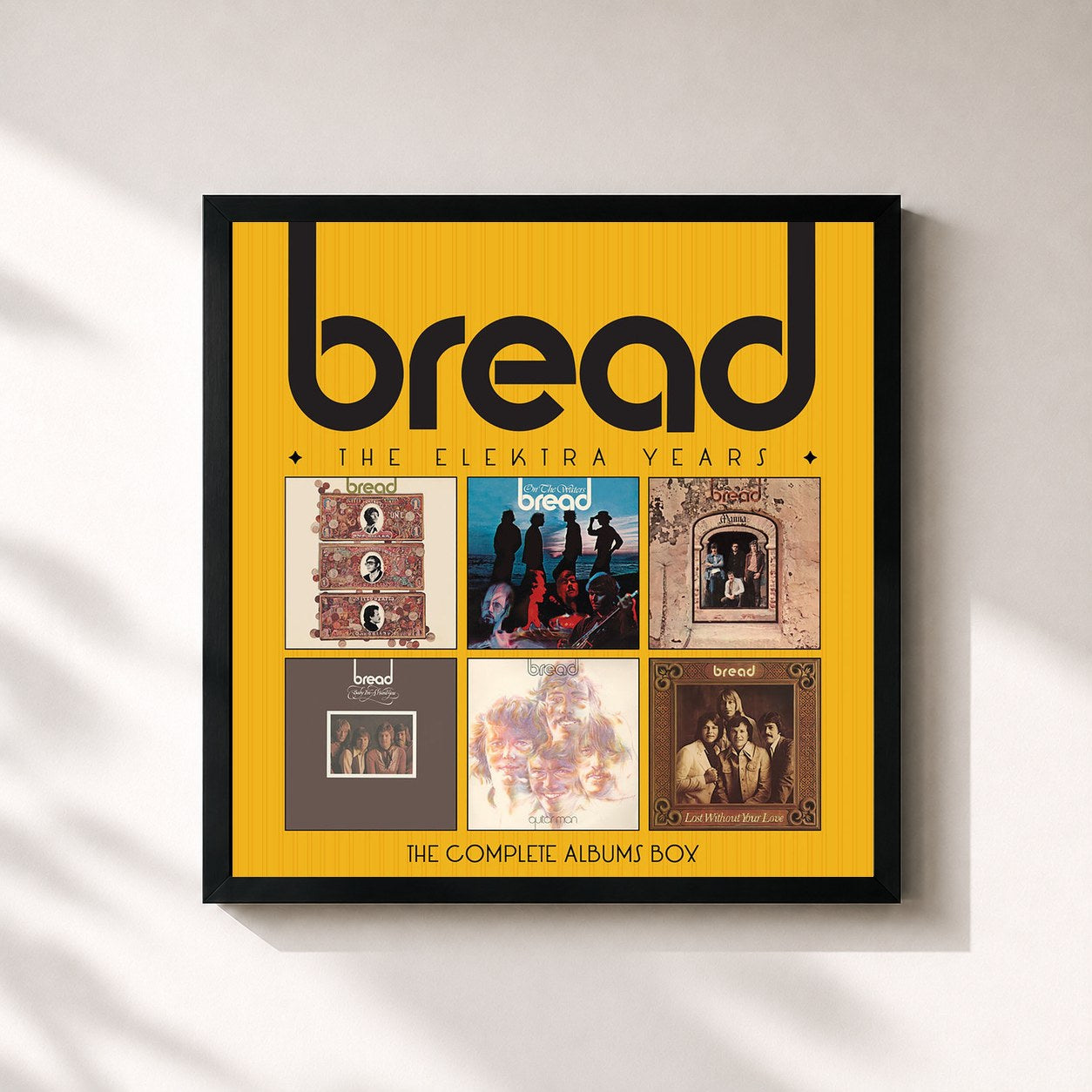 #noir Tableau carré de l'album The Elektra Years: Complete Albums Box de Bread, cadre noir 32x32 cm