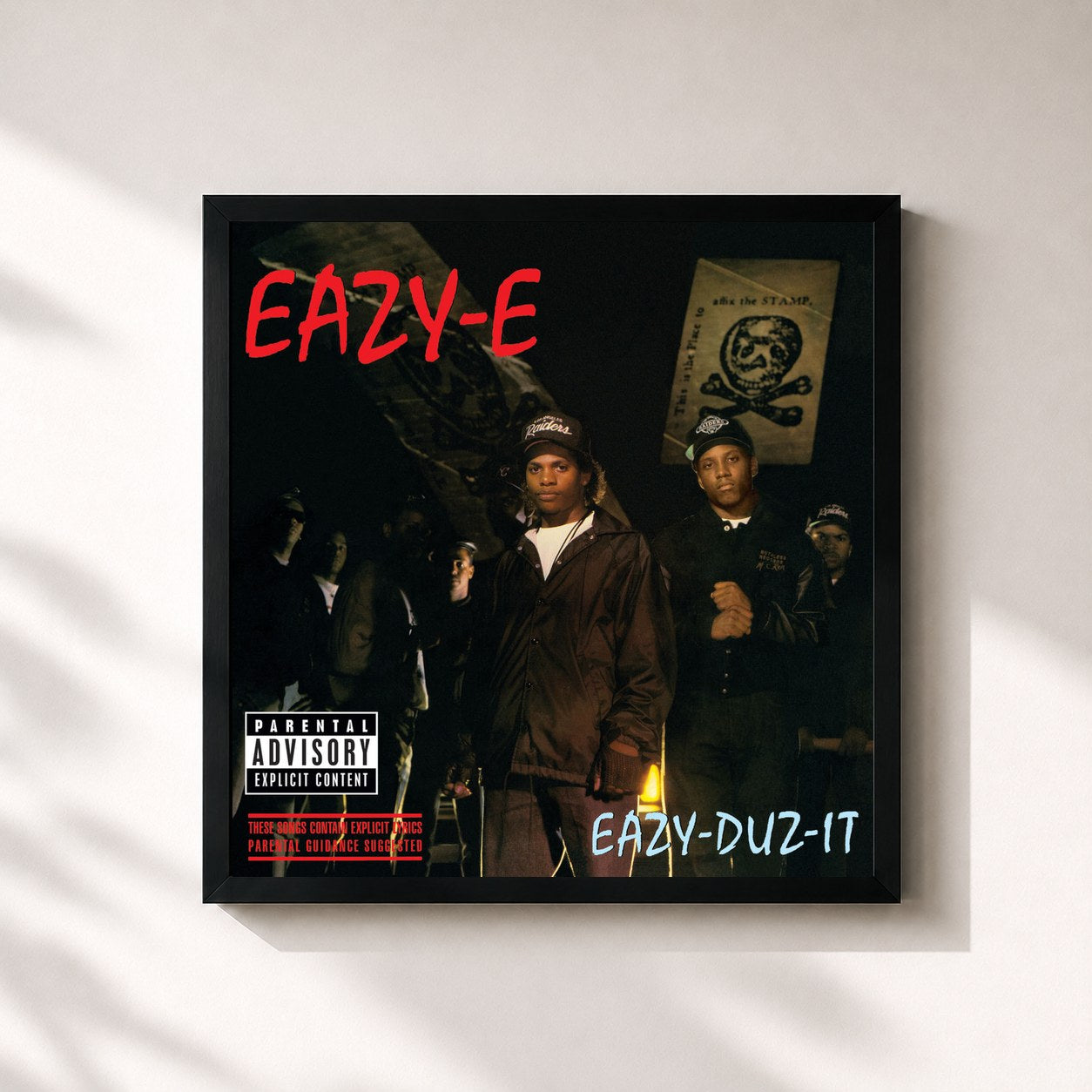 #noir Tableau carré de l'album Eazy-Duz-It de Eazy-E, cadre noir 32x32 cm