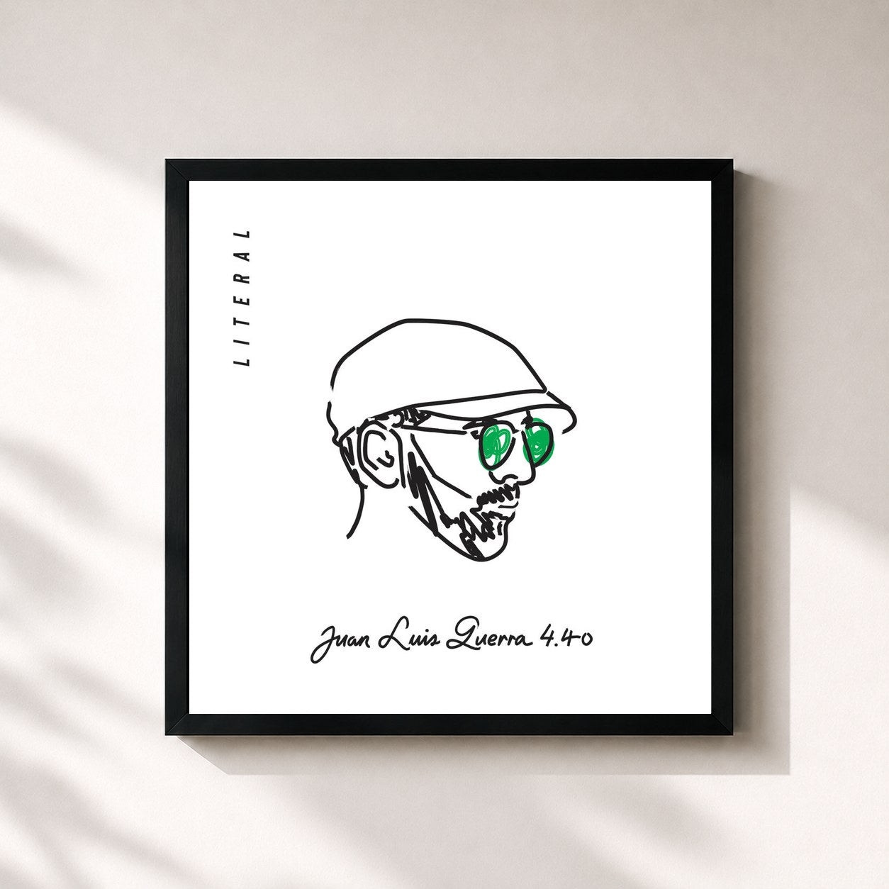 #noir Tableau carré de l'album Literal de Juan Luis Guerra, cadre noir 32x32 cm