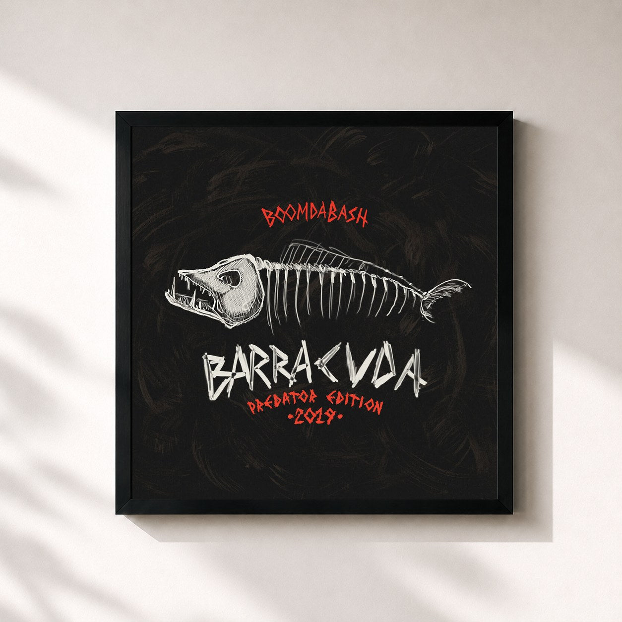 #noir Tableau carré de l'album Barracuda (Predator Edition) de BoomDaBash, cadre noir 32x32 cm