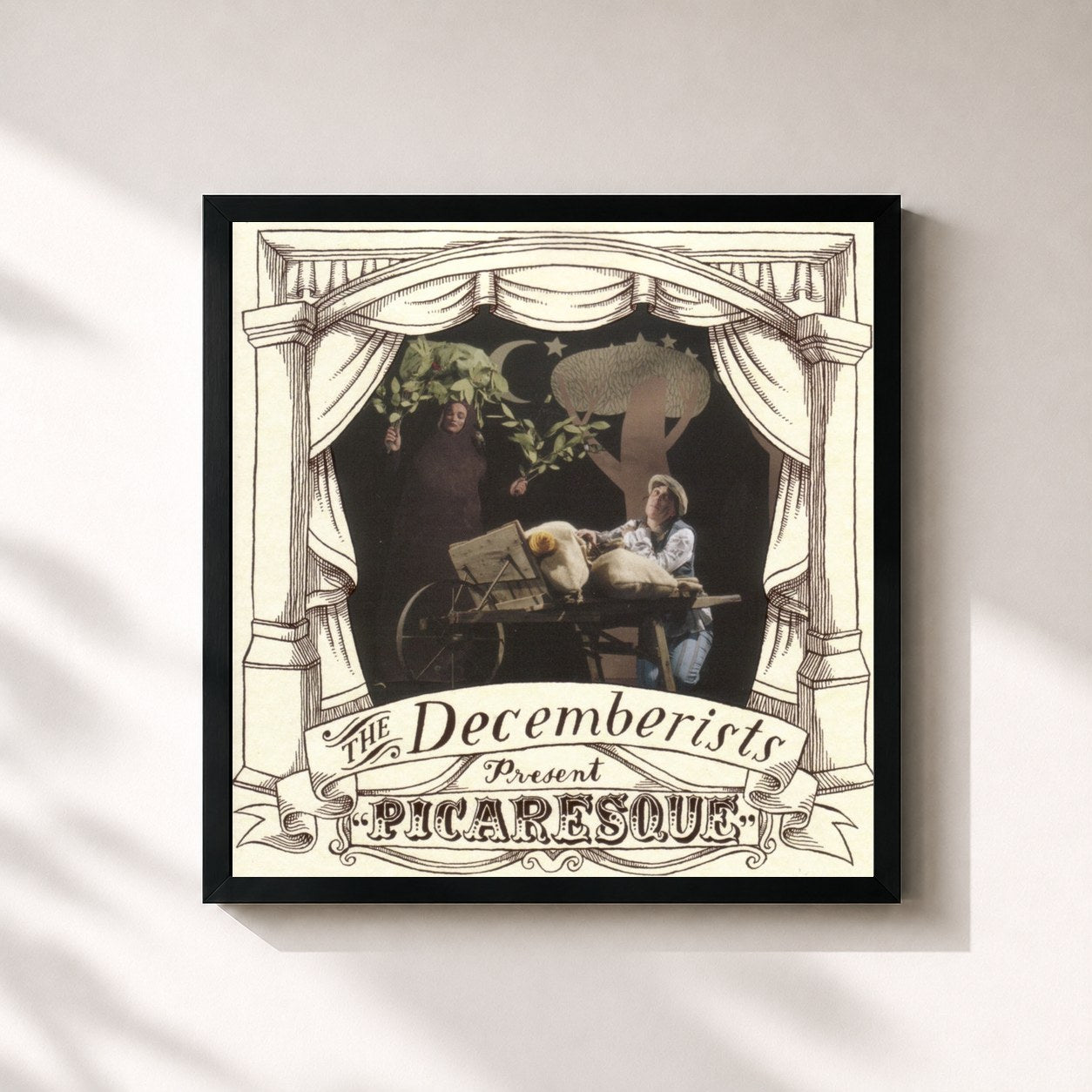 #noir Tableau carré de l'album Picaresque de The Decemberists, cadre noir 32x32 cm