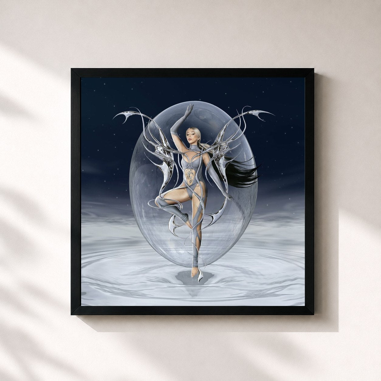 #noir Tableau carré de l'album EL DRAGÓN de Lola Indigo, cadre noir 32x32 cm