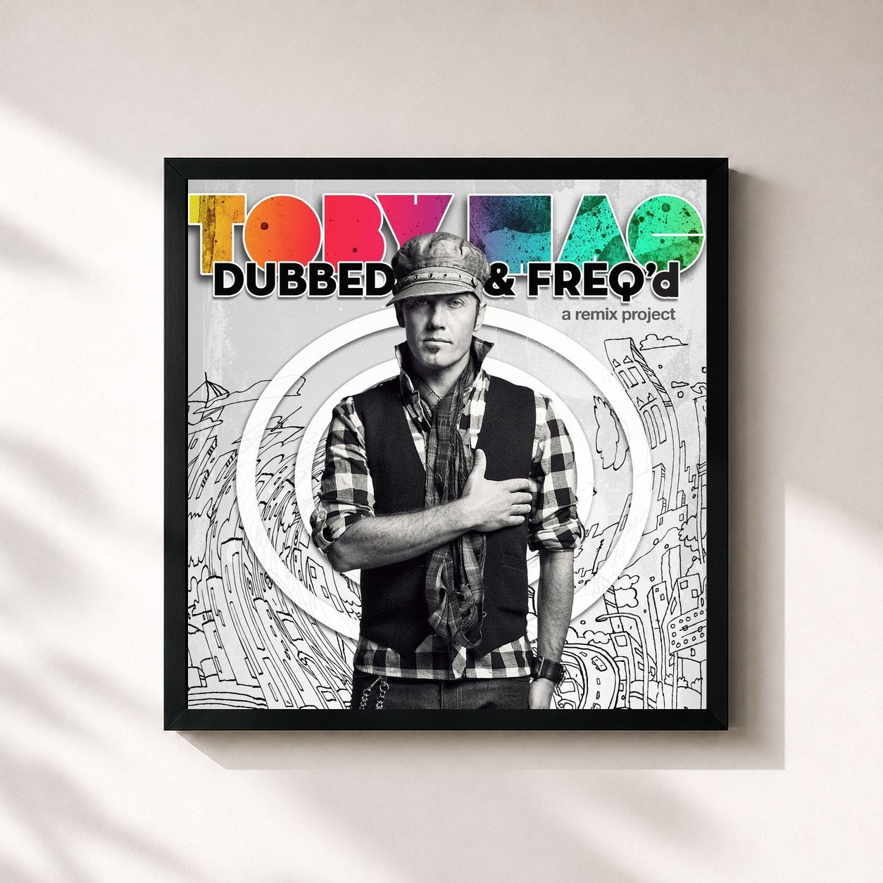 #noir Tableau carré de l'album Dubbed & Freq'd: A Remix Project de tobyMac, cadre noir 32x32 cm