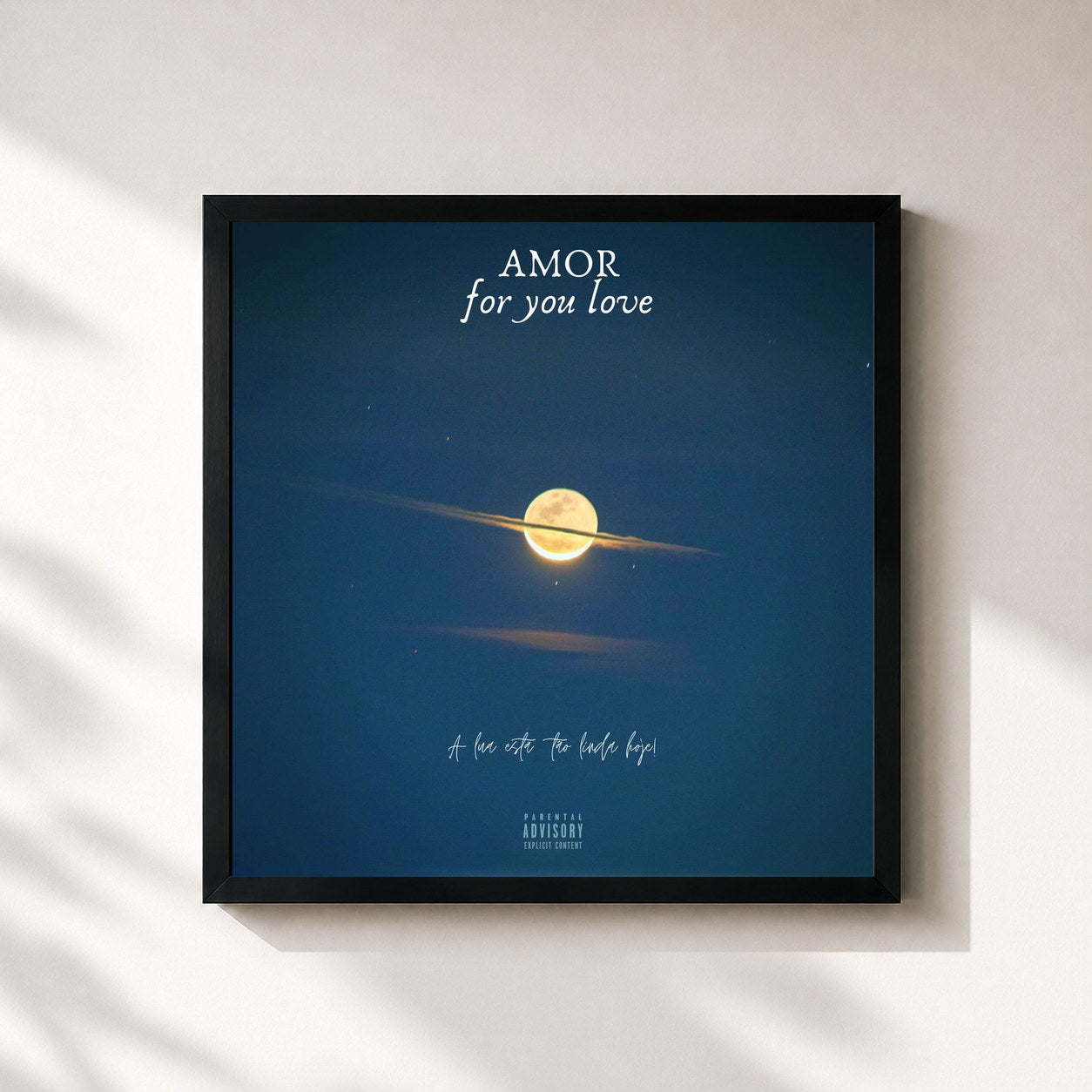 #noir Tableau carré de l'album Amor For You Love de Khan, cadre noir 32x32 cm