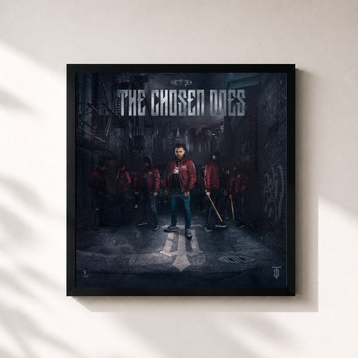 #noir Tableau carré de l'album The Chosen Ones de Deadly Guns, cadre noir 32x32 cm