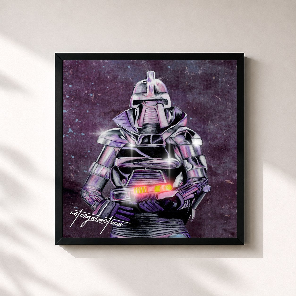 #noir Tableau carré de l'album Intergalactica de LGoony, cadre noir 32x32 cm