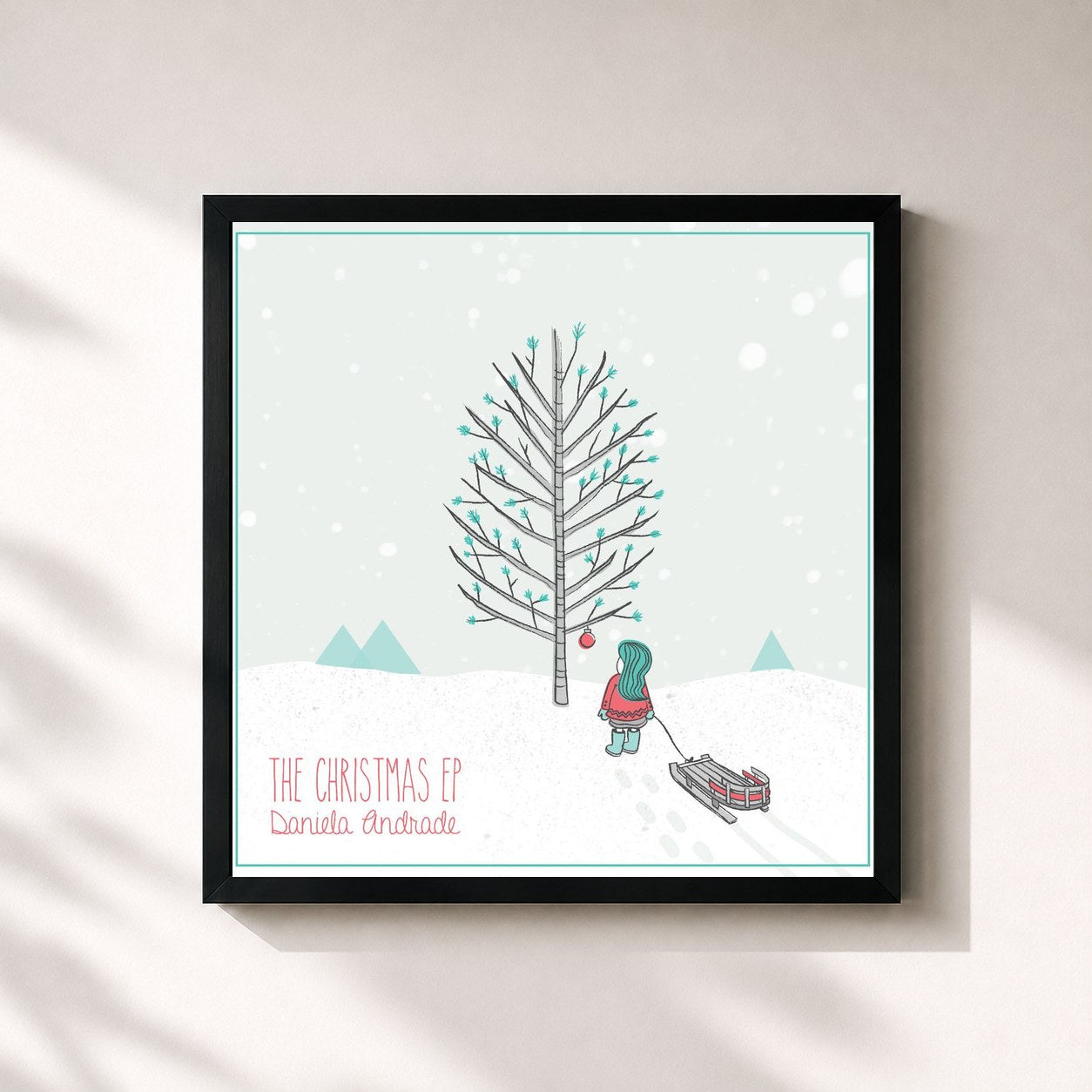#noir Tableau carré de l'album The Christmas EP de Daniela Andrade, cadre noir 32x32 cm