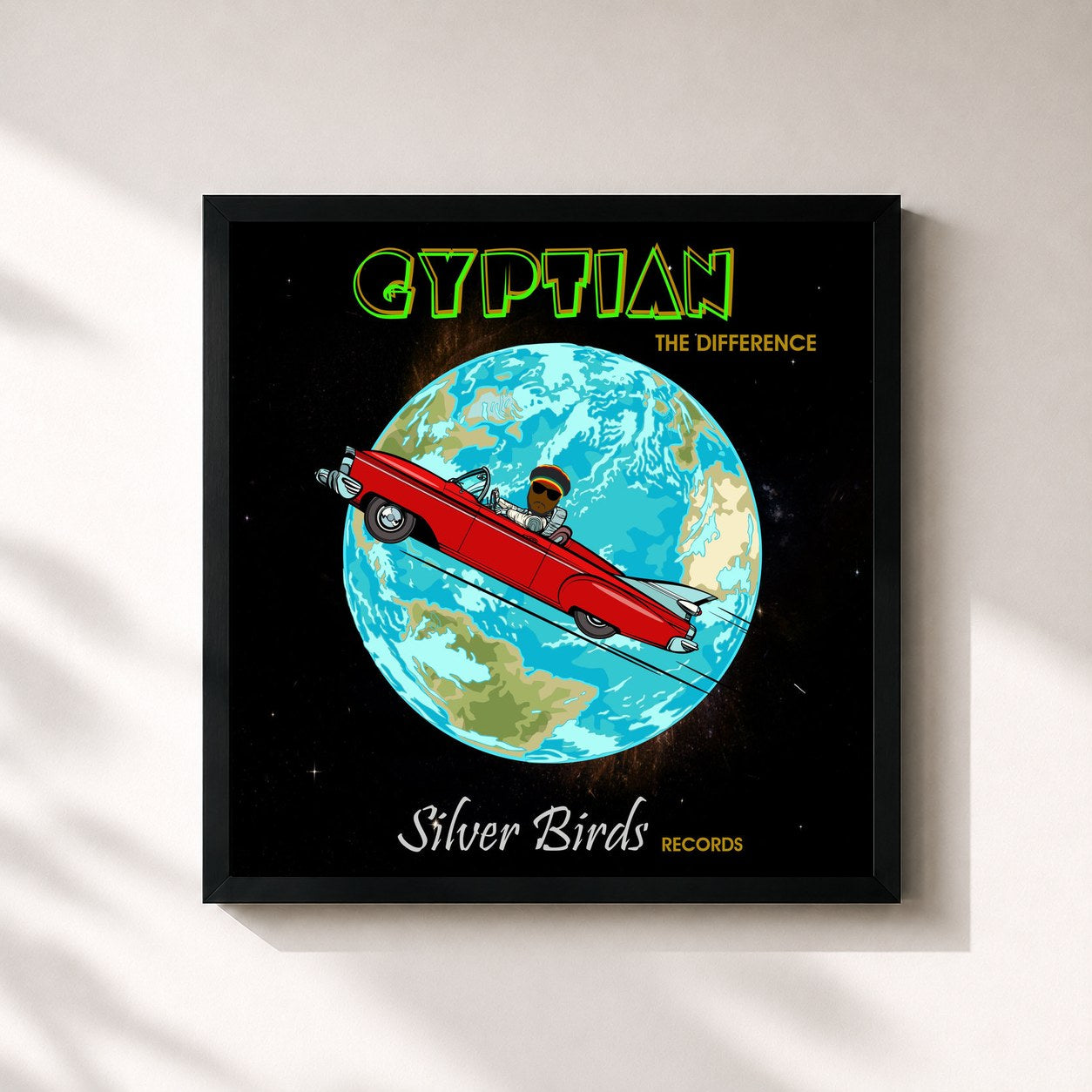 #noir Tableau carré de l'album The Difference de Gyptian, cadre noir 32x32 cm