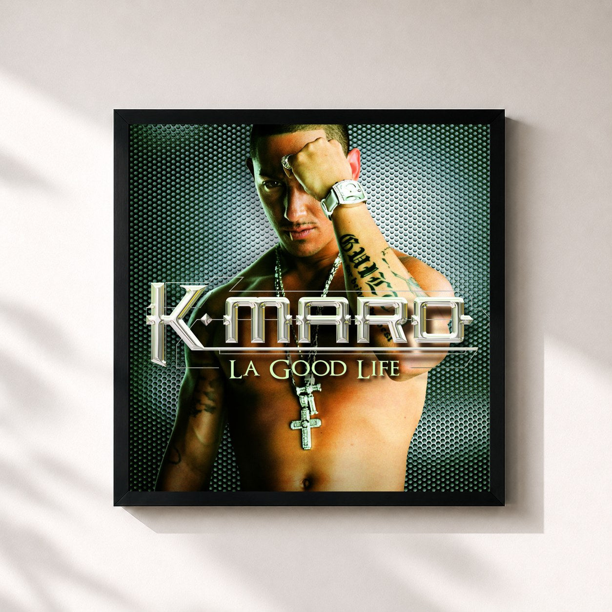#noir Tableau carré de l'album La Good Life de K-Maro, cadre noir 32x32 cm