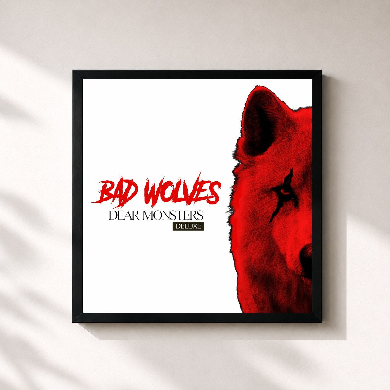 #noir Tableau carré de l'album Dear Monsters (Deluxe) de Bad Wolves, cadre noir 32x32 cm