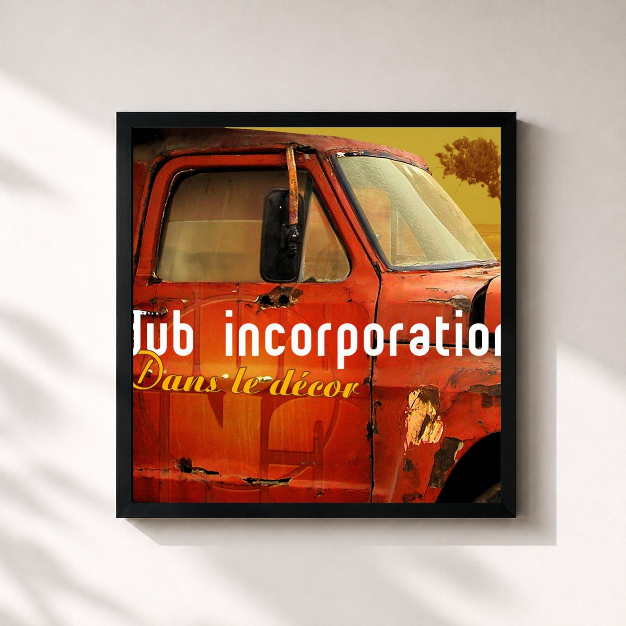 #noir Tableau carré de l'album Dans le décor de Dub Inc, cadre noir 32x32 cm