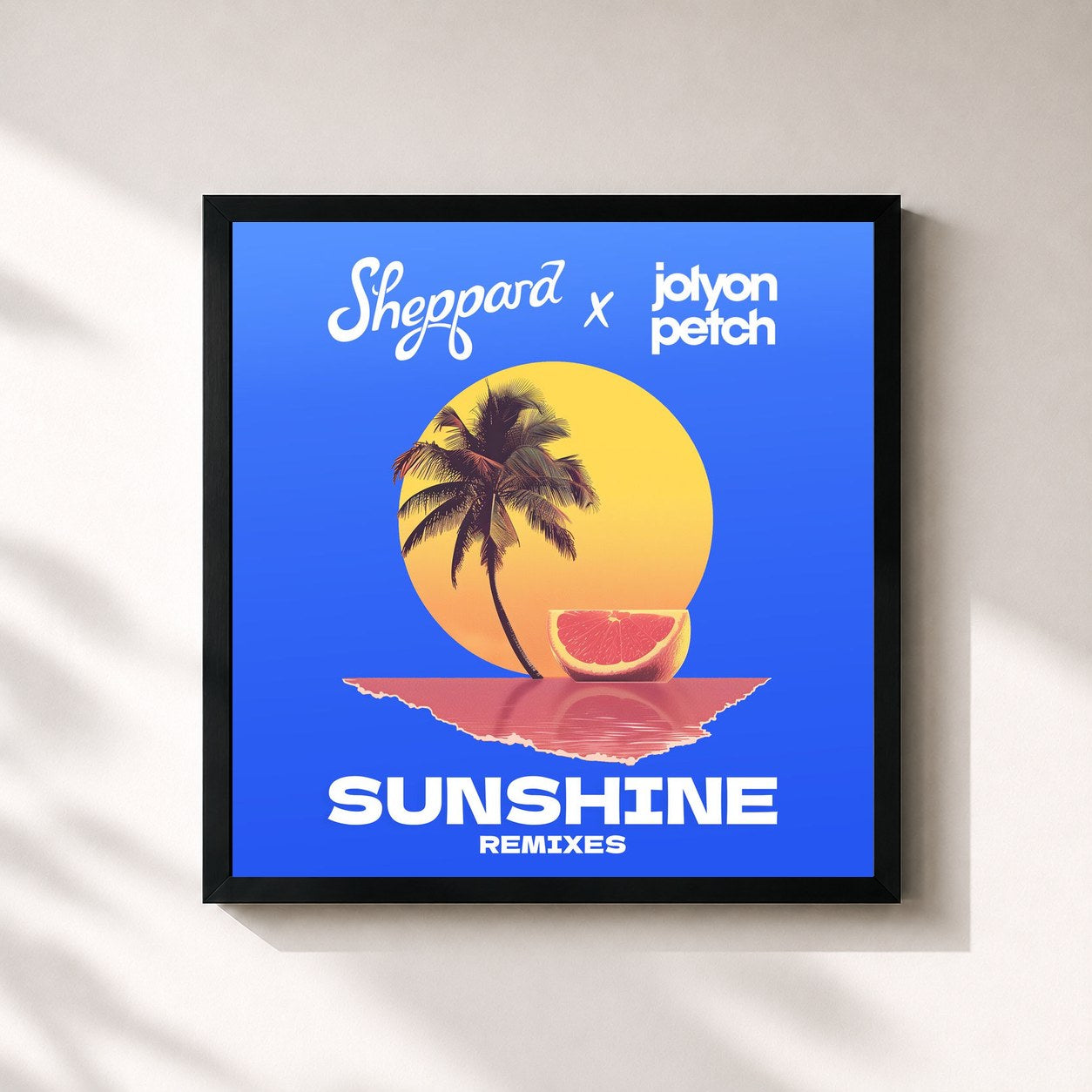 #noir Tableau carré de l'album Sunshine (Sheppard x Jolyon Petch / Remixes) de Sheppard, cadre noir 32x32 cm