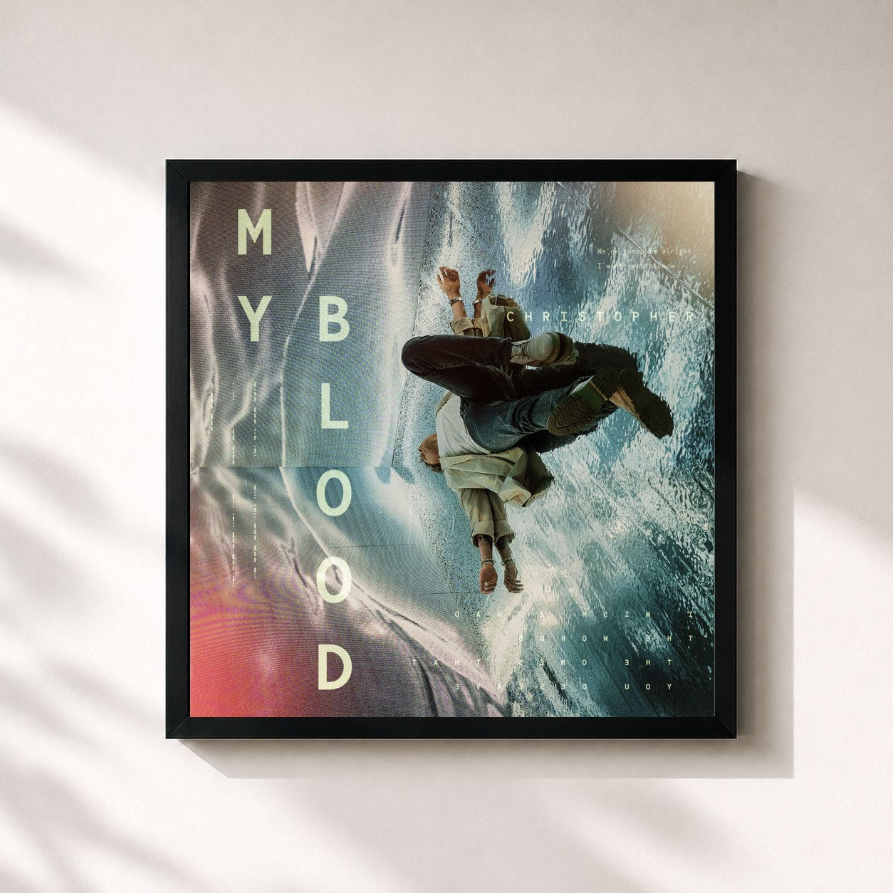 #noir Tableau carré de l'album My Blood de Christopher, cadre noir 32x32 cm