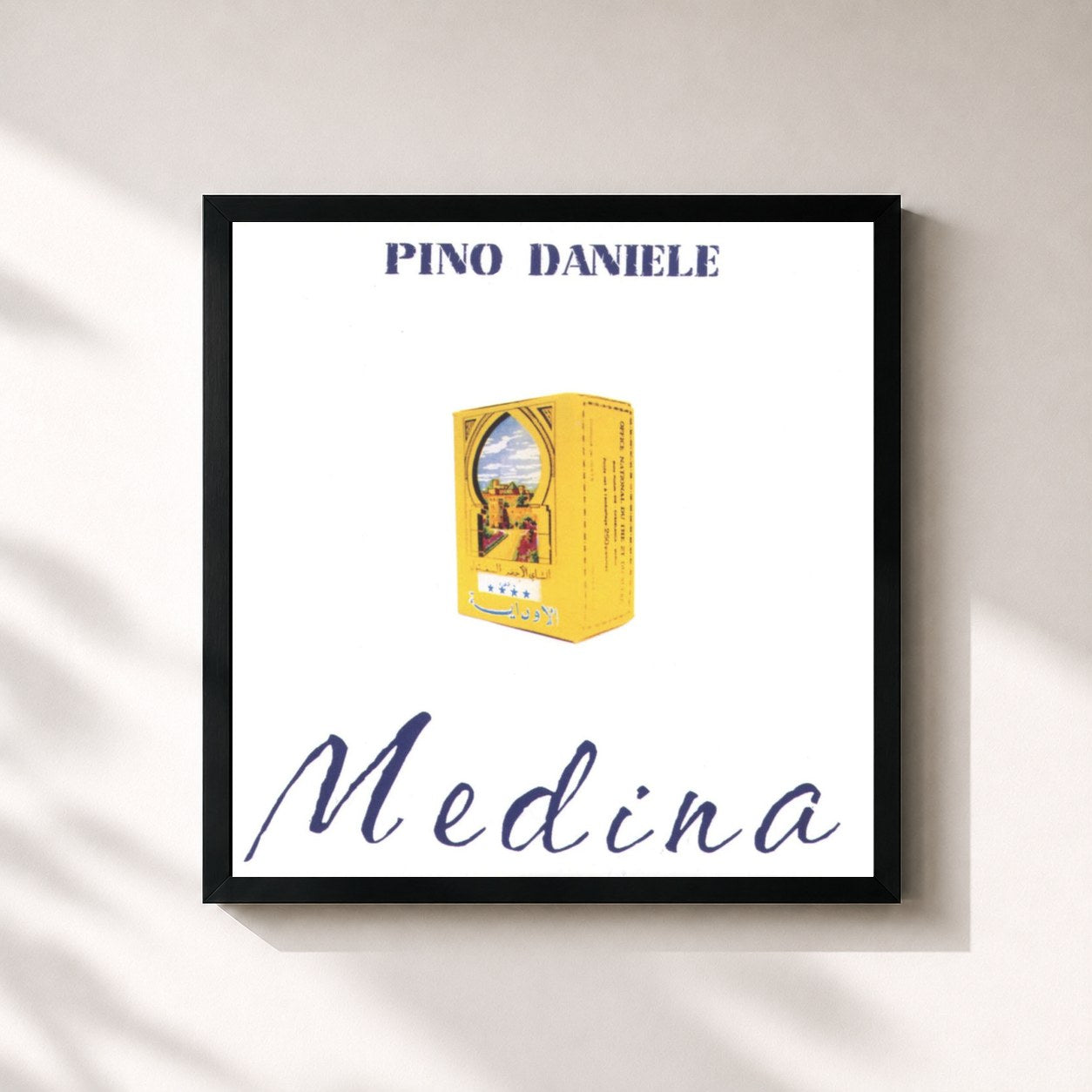 #noir Tableau carré de l'album Medina de Pino Daniele, cadre noir 32x32 cm