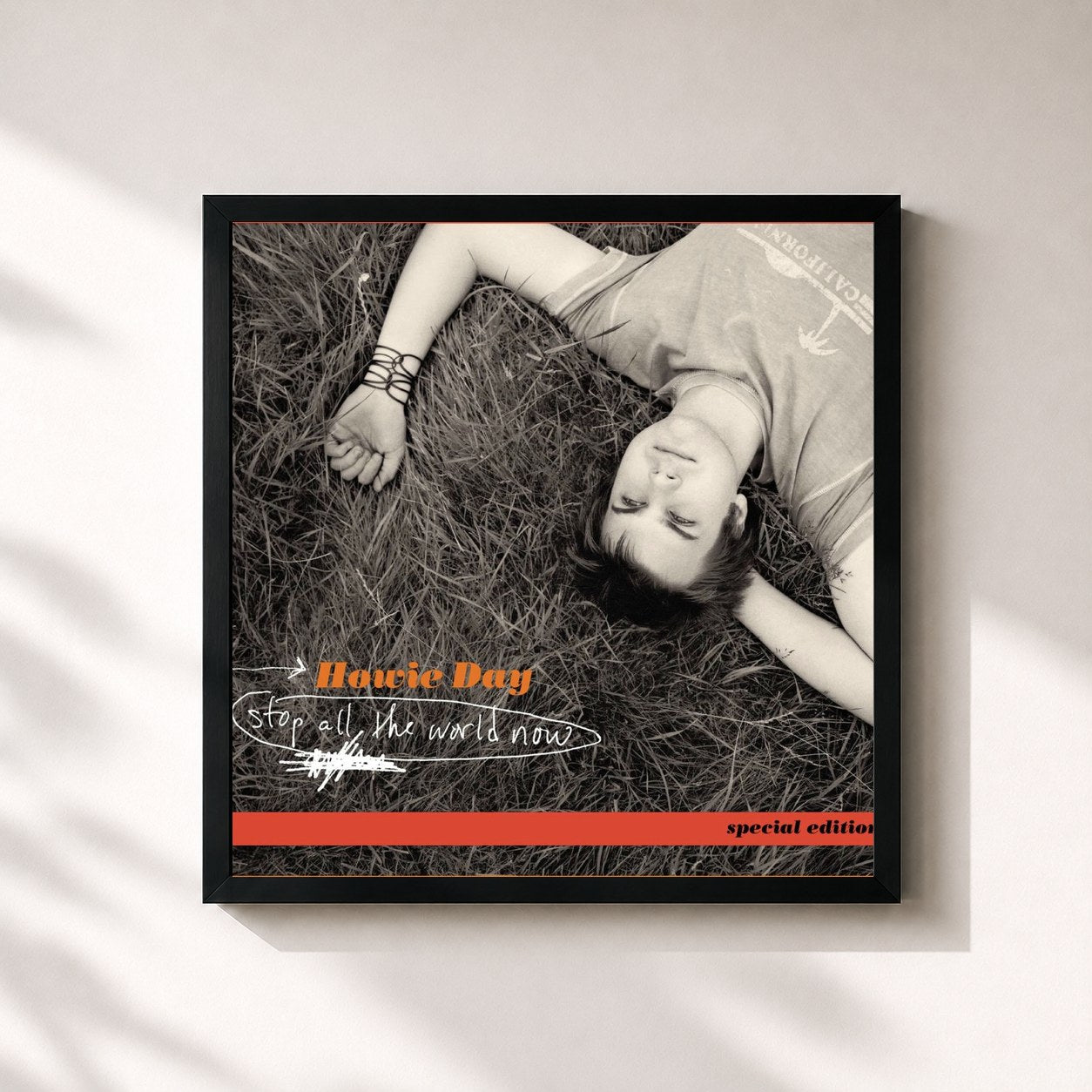 #noir Tableau carré de l'album Stop All the World Now (Special Edition) de Howie Day, cadre noir 32x32 cm