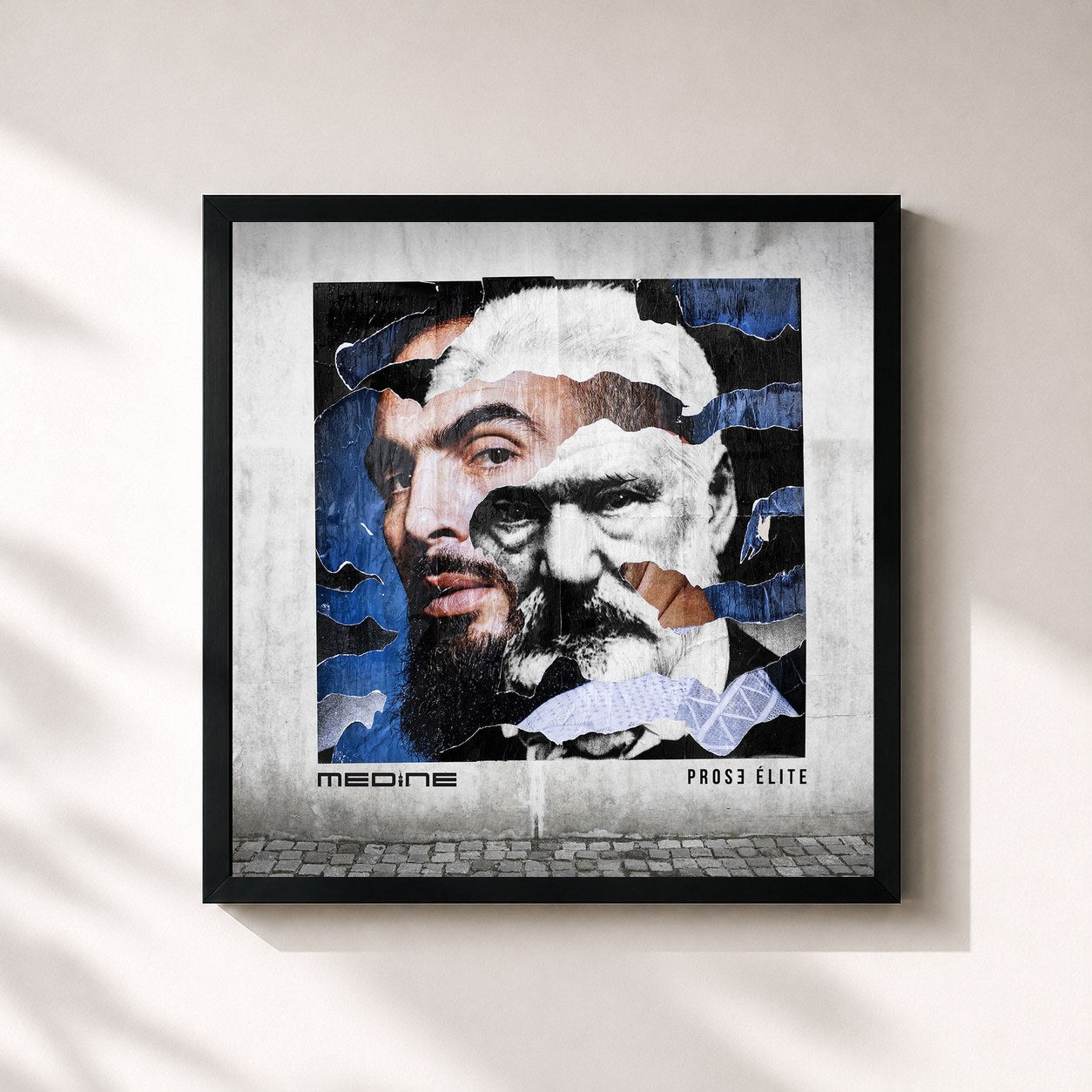 #noir Tableau carré de l'album Prose élite de Médine, cadre noir 32x32 cm