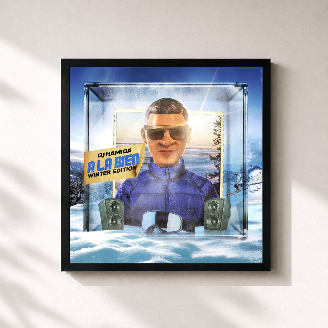 #noir Tableau carré de l'album À la bien (Winter edition) de DJ Hamida, cadre noir 32x32 cm