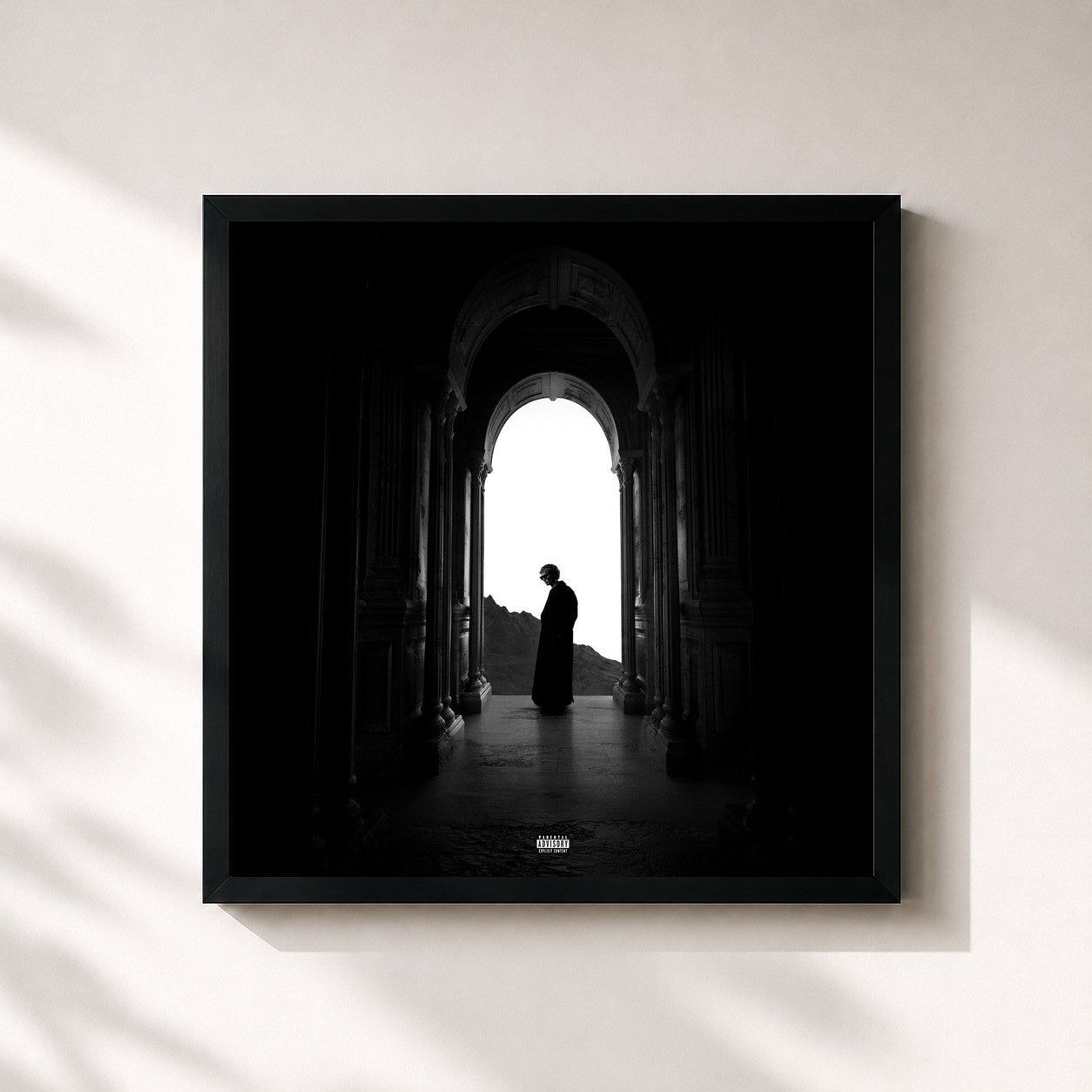 #noir Tableau carré de l'album Mansion Music de Isac Elliot, cadre noir 32x32 cm