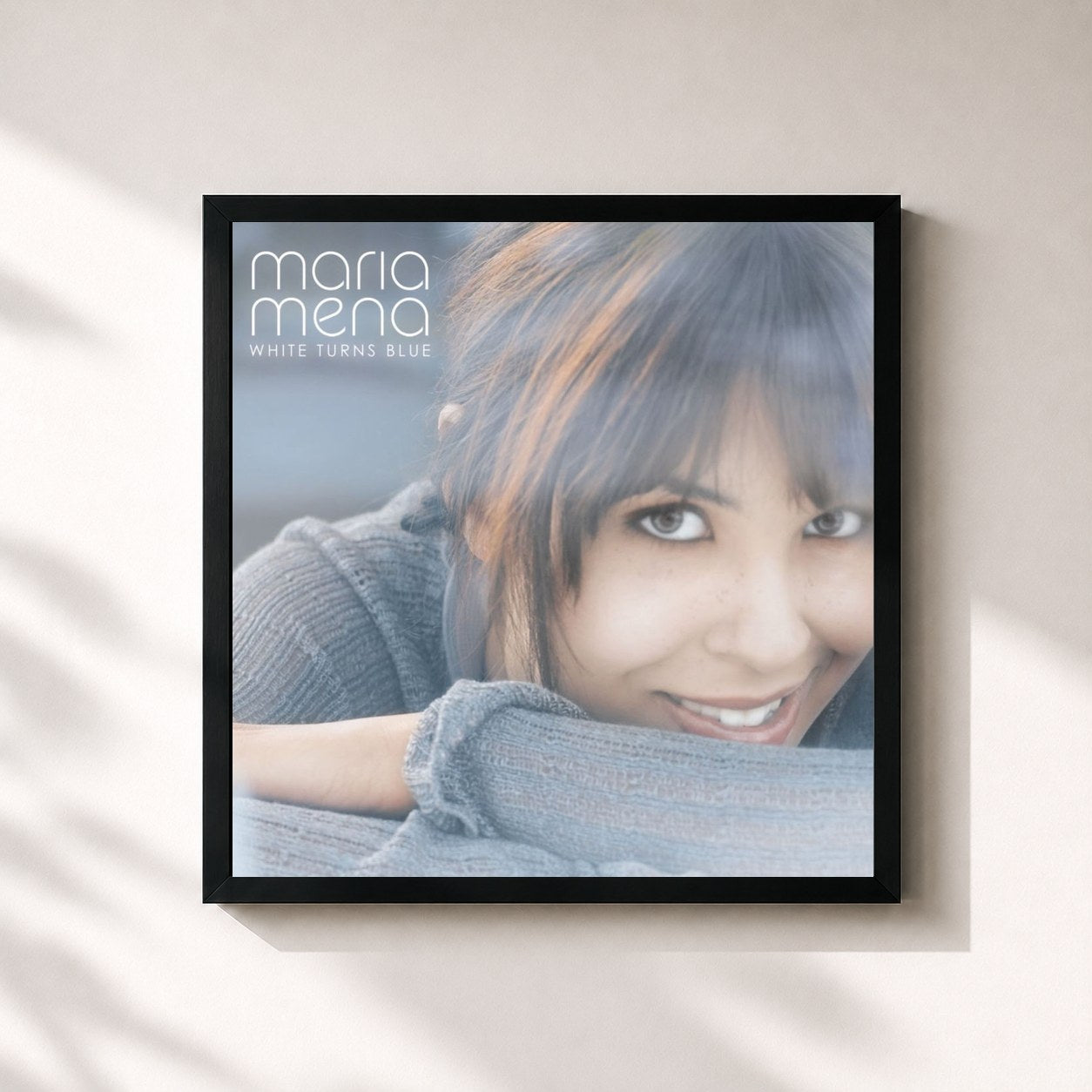 #noir Tableau carré de l'album White Turns Blue de Maria Mena, cadre noir 32x32 cm