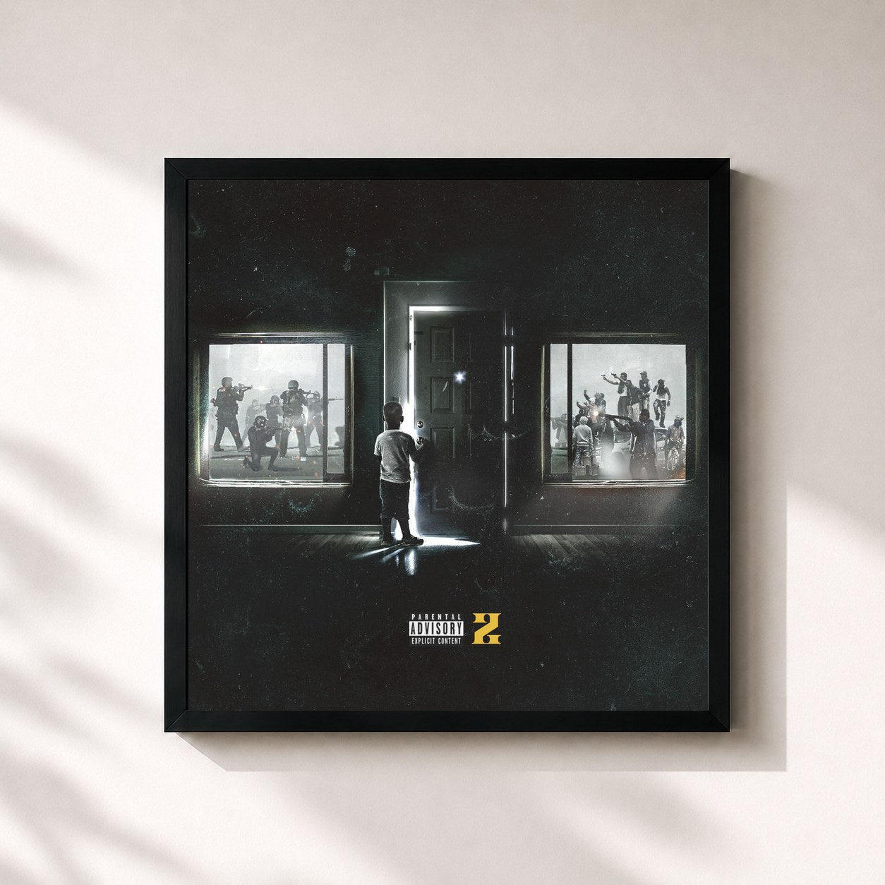 #noir Tableau carré de l'album Don't Come Outside, Vol. 2 de Uncle Murda, cadre noir 32x32 cm