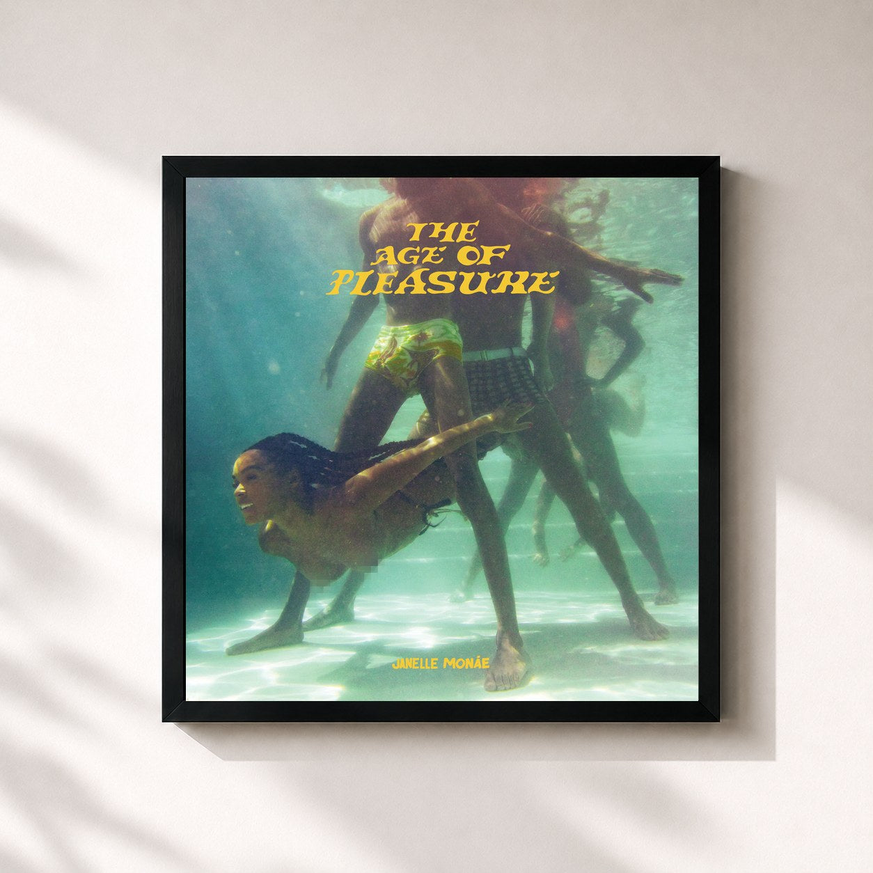 #noir Tableau carré de l'album The Age of Pleasure de Janelle Monáe, cadre noir 32x32 cm