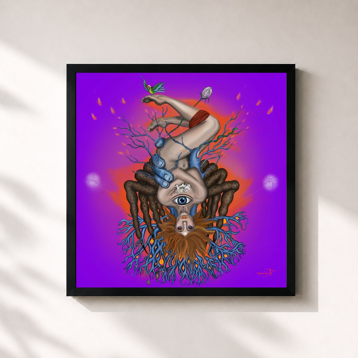 #noir Tableau carré de l'album Crave de Kiesza, cadre noir 32x32 cm