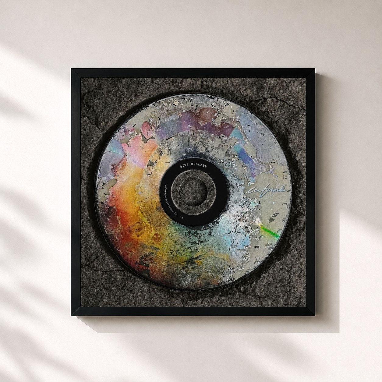 #noir Tableau carré de l'album Bite Reality de Cafuné, cadre noir 32x32 cm
