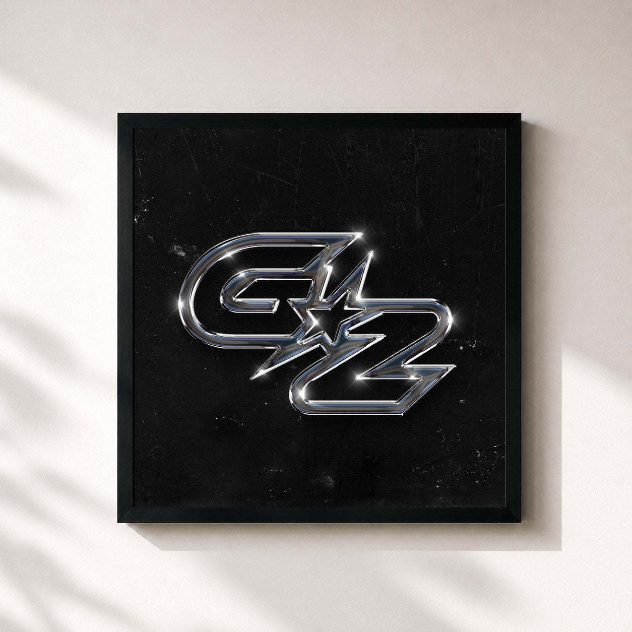 #noir Tableau carré de l'album GZ de De La Ghetto, cadre noir 32x32 cm