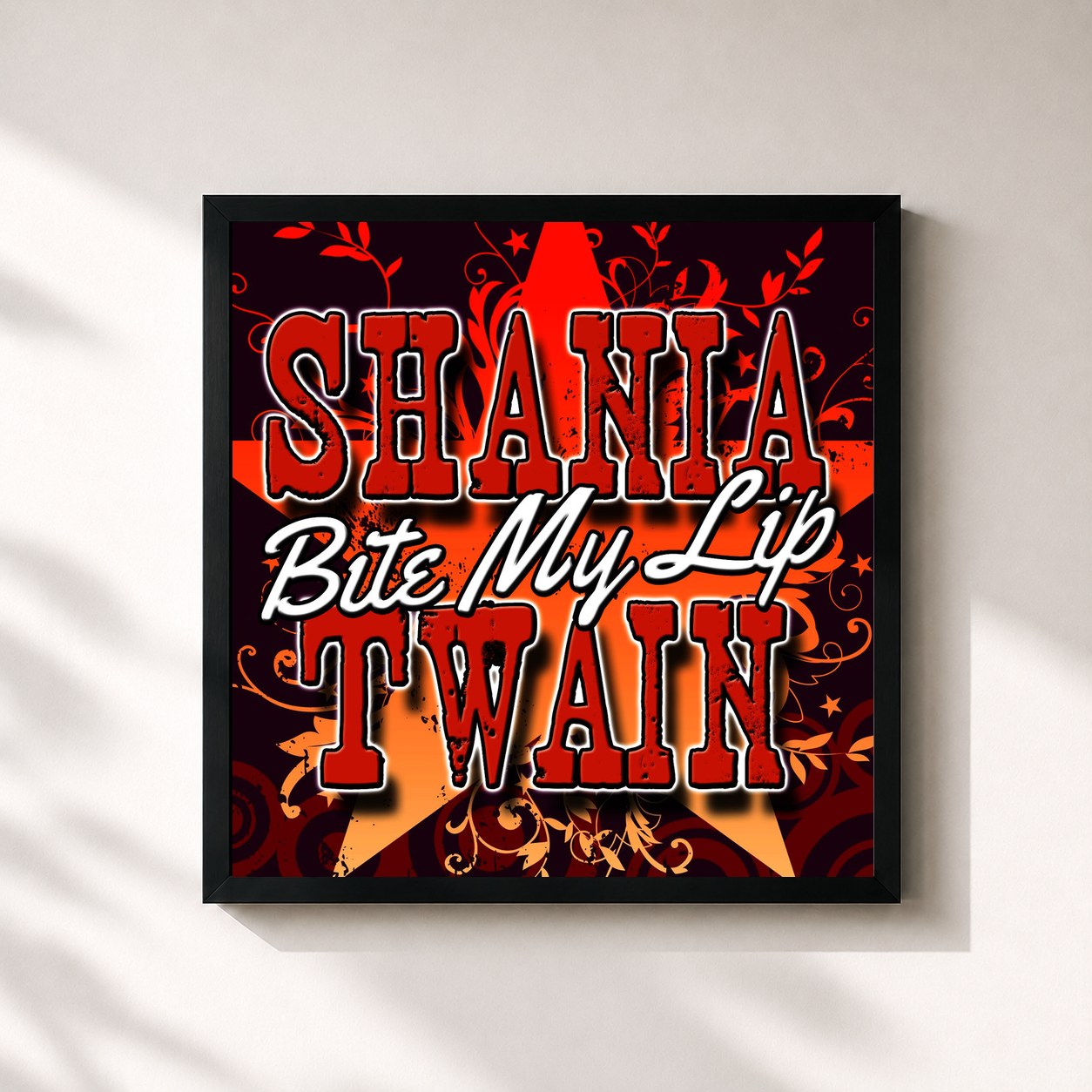 #noir Tableau carré de l'album Bite My Lip - EP de Shania Twain, cadre noir 32x32 cm