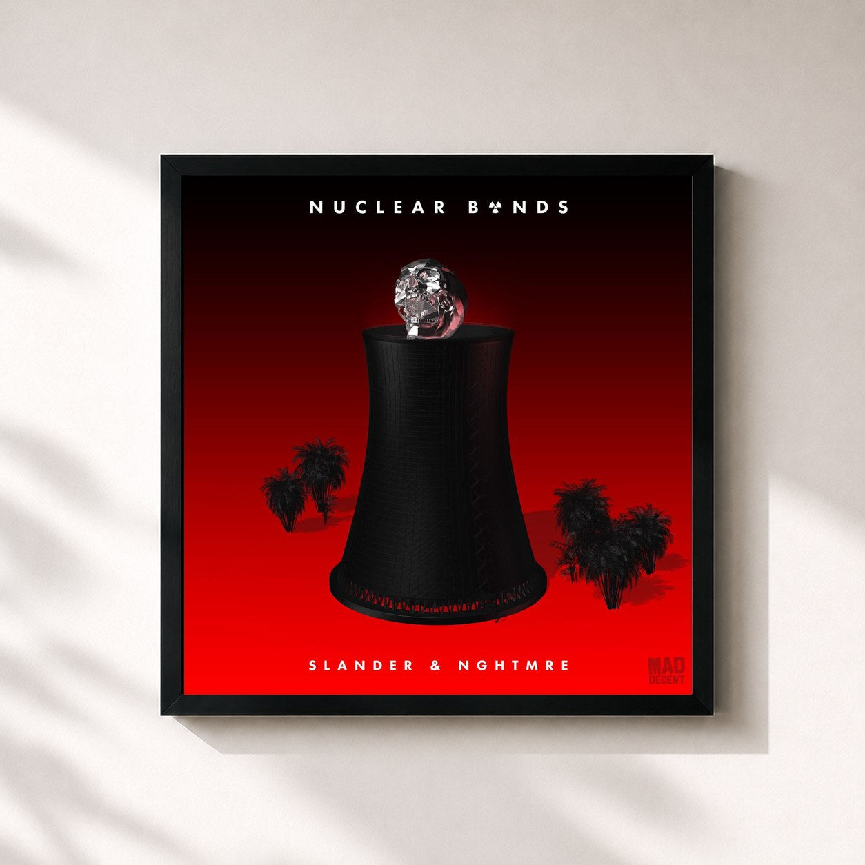 #noir Tableau carré de l'album Nuclear Bonds de Slander, cadre noir 32x32 cm