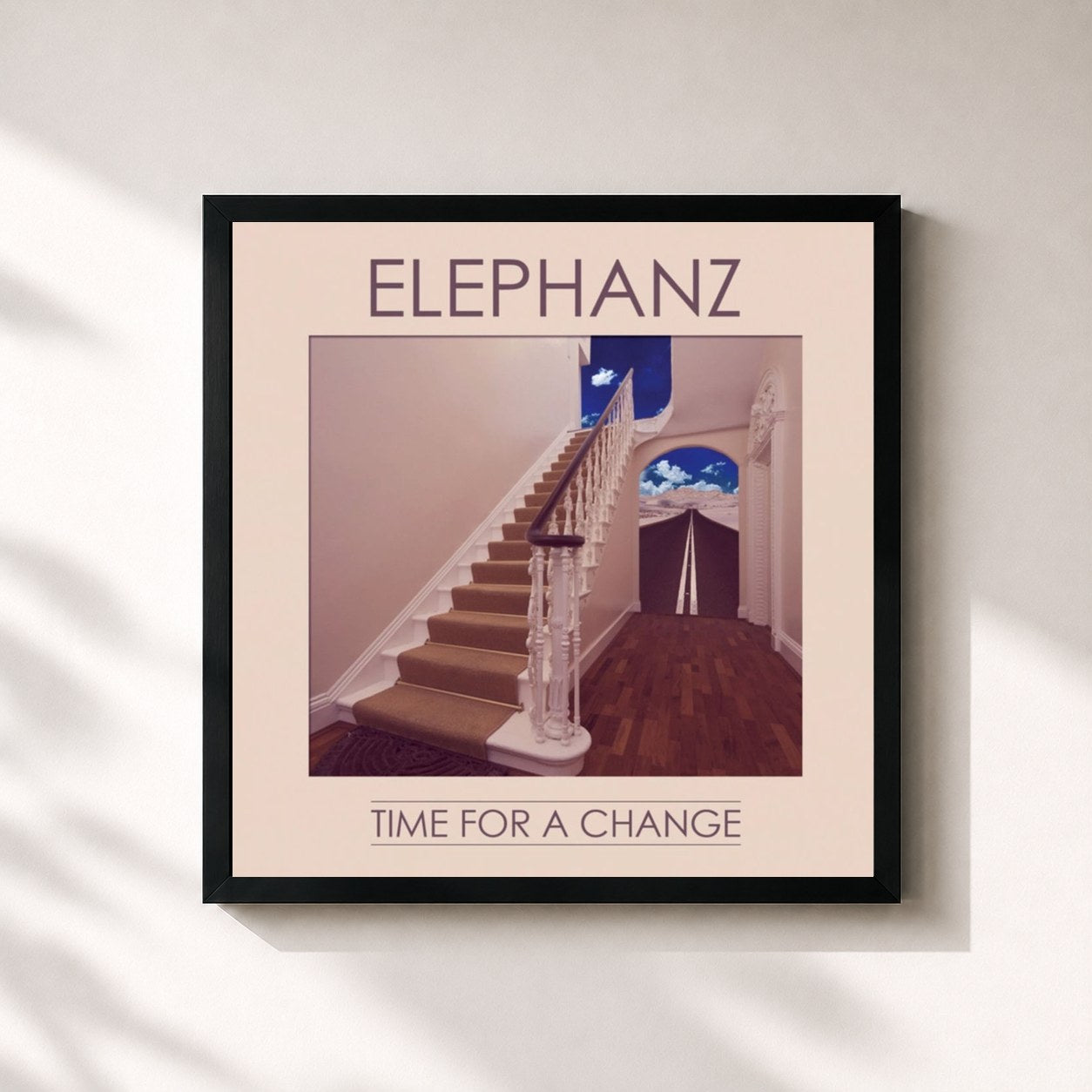 #noir Tableau carré de l'album TIME FOR A CHANGE (Deluxe Edition) de Elephanz, cadre noir 32x32 cm