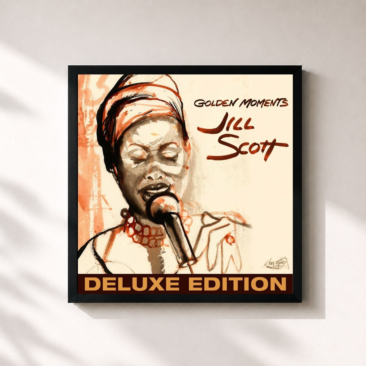 #noir Tableau carré de l'album Golden Moments (2015 Remastered Deluxe Version) de Jill Scott, cadre noir 32x32 cm