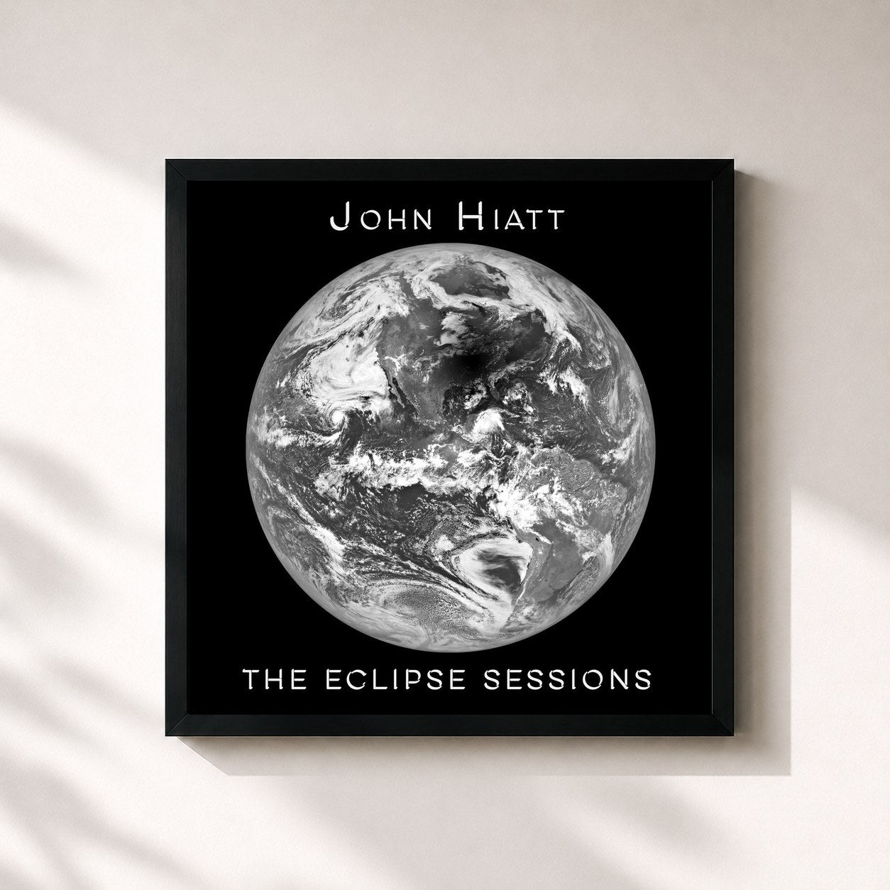 #noir Tableau carré de l'album The Eclipse Sessions de John Hiatt, cadre noir 32x32 cm