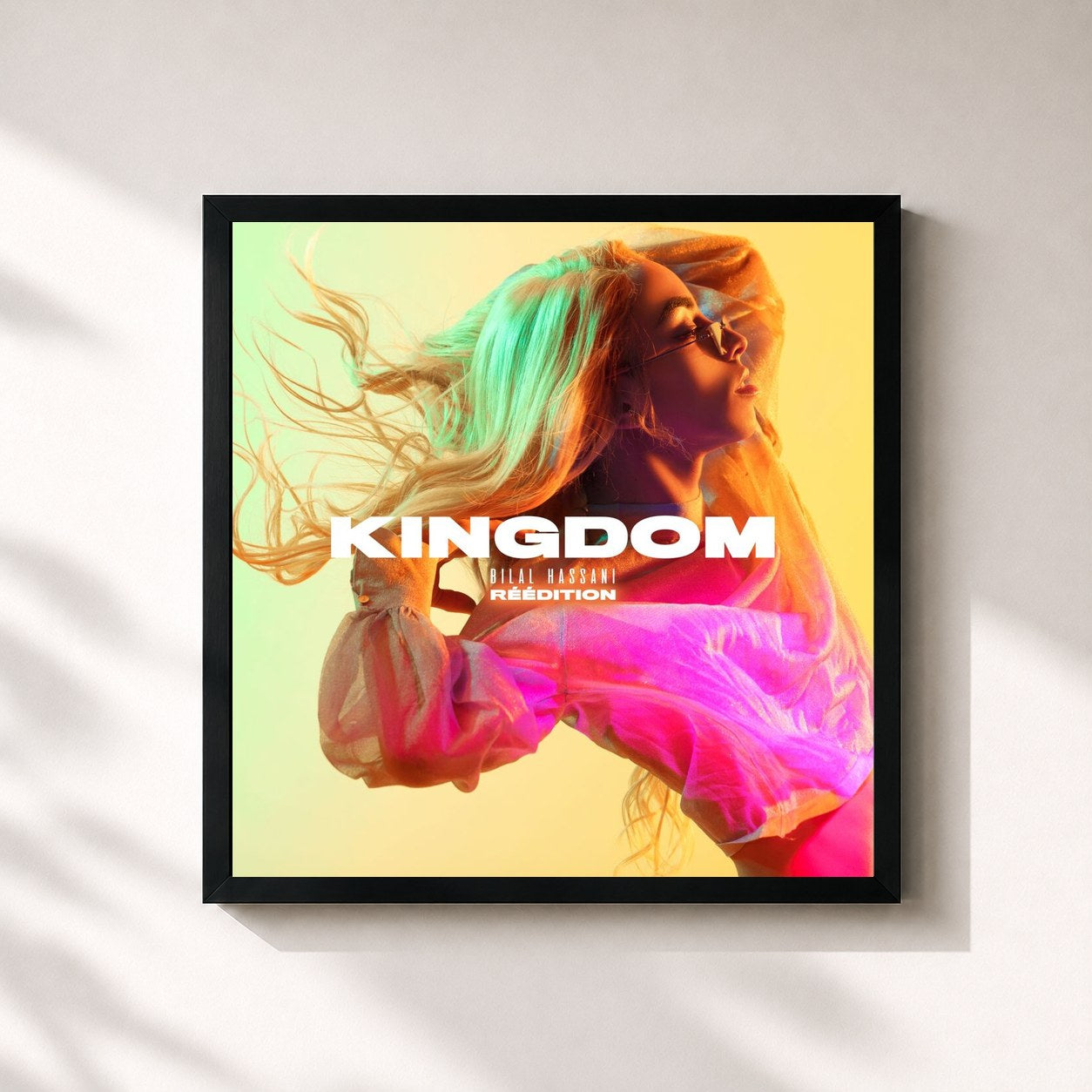 #noir Tableau carré de l'album Kingdom (Réédition) de Bilal Hassani, cadre noir 32x32 cm