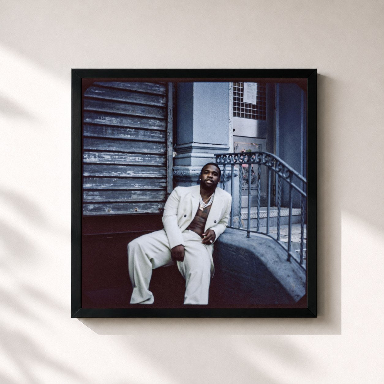 #noir Tableau carré de l'album Floor Seats de A$AP Ferg, cadre noir 32x32 cm