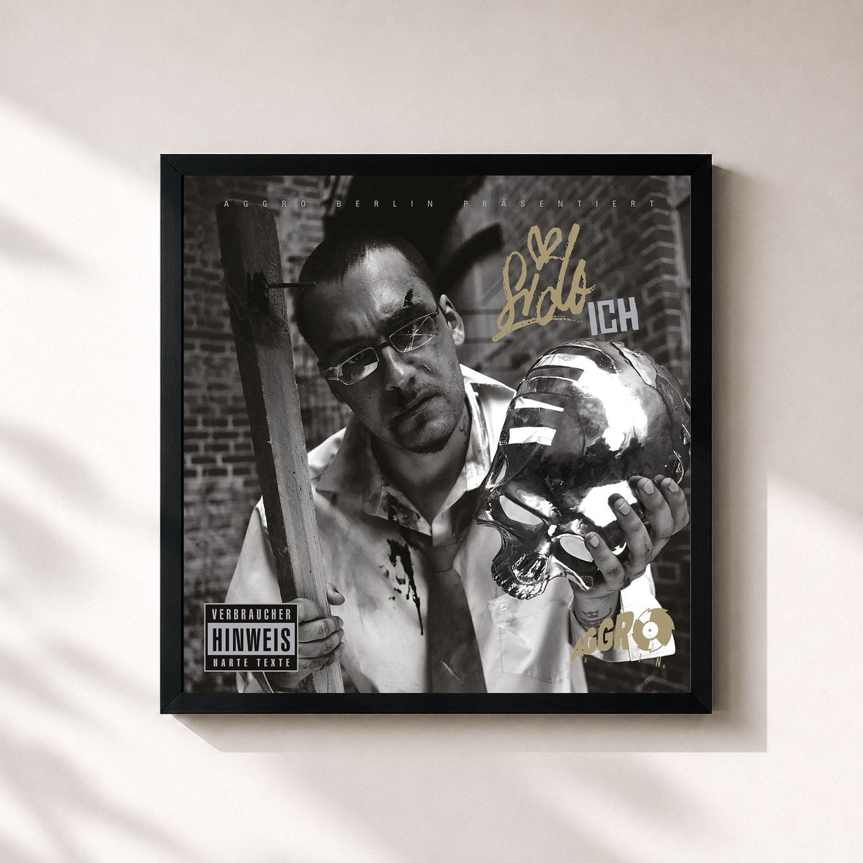 #noir Tableau carré de l'album Ich (Premium Edition) de Sido, cadre noir 32x32 cm