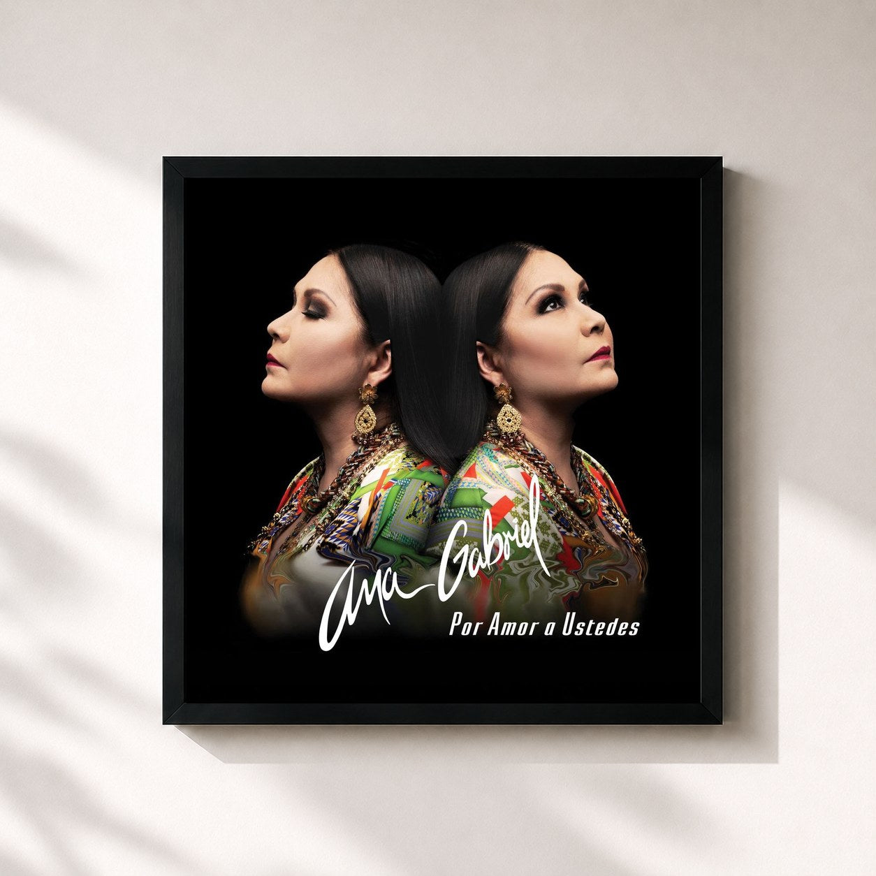 #noir Tableau carré de l'album Por Amor a Ustedes de Ana Gabriel, cadre noir 32x32 cm