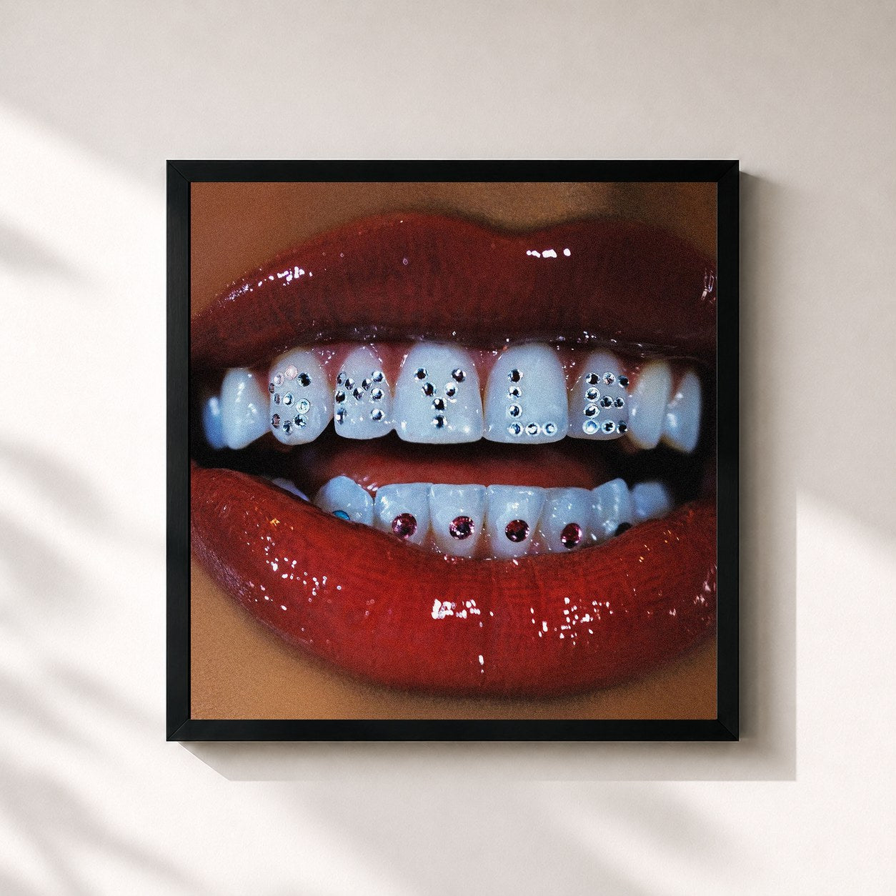 #noir Tableau carré de l'album SMYLE AGAIN de Kyle, cadre noir 32x32 cm