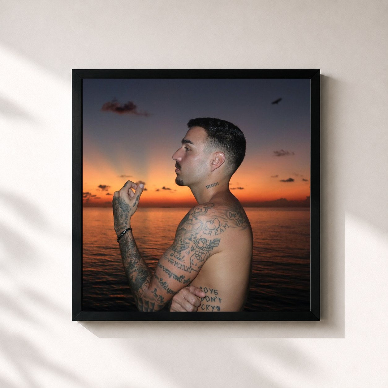 #noir Tableau carré de l'album a new star (1 9 9 3) de Rels B, cadre noir 32x32 cm