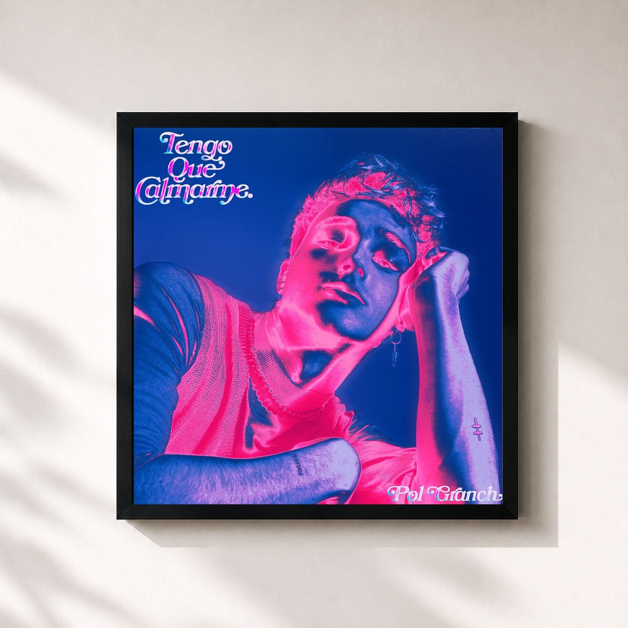 #noir Tableau carré de l'album Tengo Que Calmarme de Pol Granch, cadre noir 32x32 cm