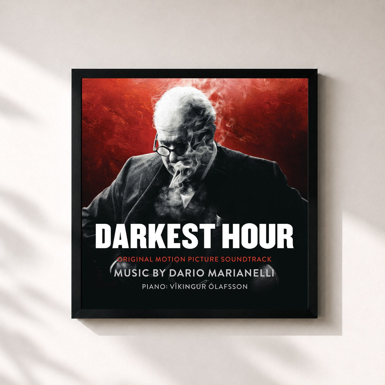 #noir Tableau carré de l'album Darkest Hour (Original Motion Picture Soundtrack) de Dario Marianelli, cadre noir 32x32 cm