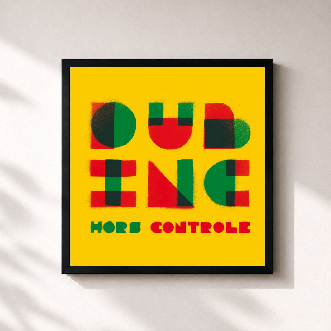 #noir Tableau carré de l'album Hors contrôle de Dub Inc, cadre noir 32x32 cm