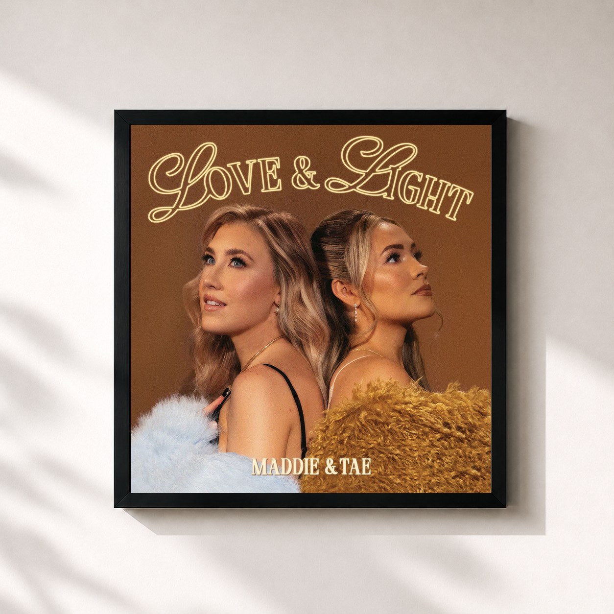 #noir Tableau carré de l'album Love & Light de Maddie & Tae, cadre noir 32x32 cm