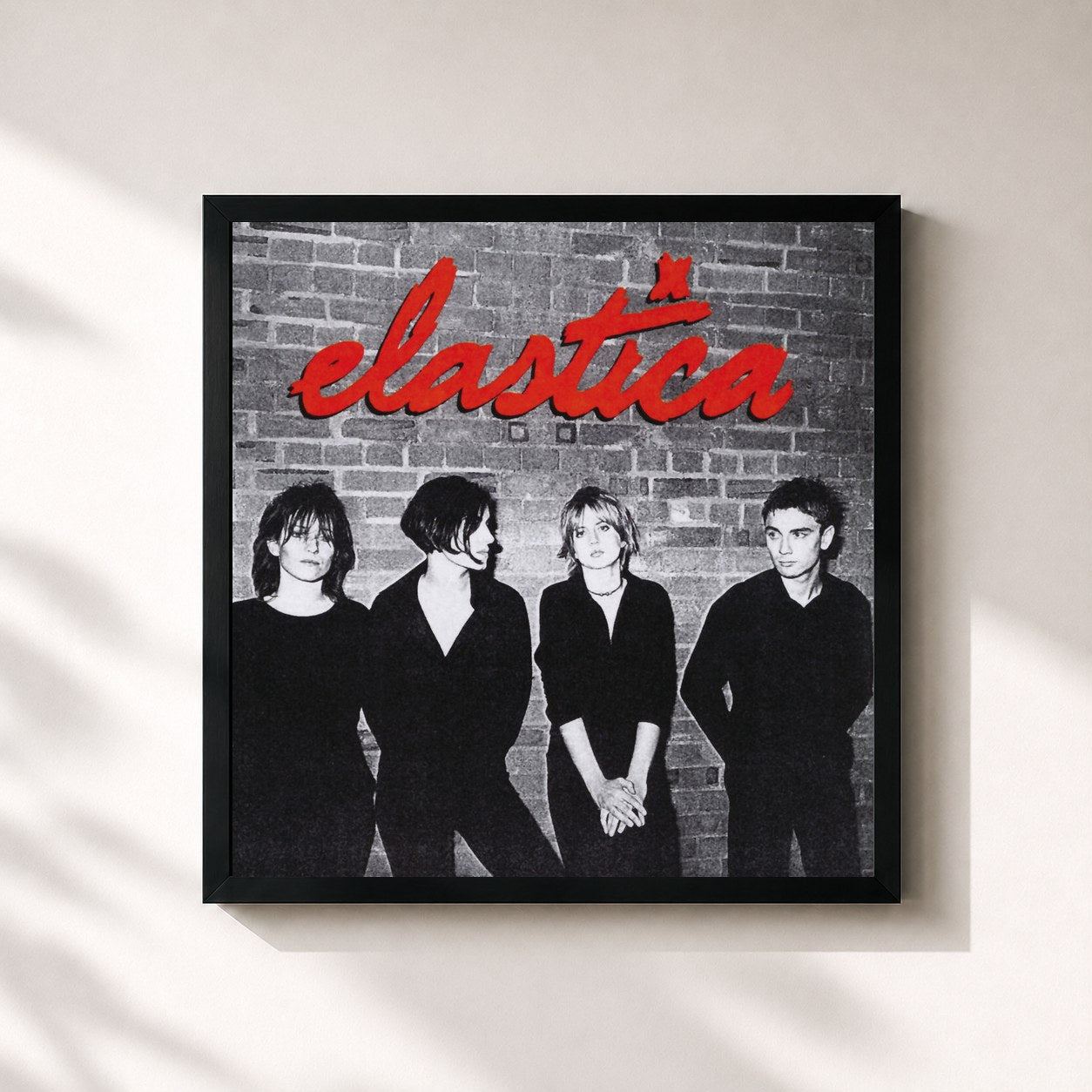 #noir Tableau carré de l'album Elastica de Elastica, cadre noir 32x32 cm